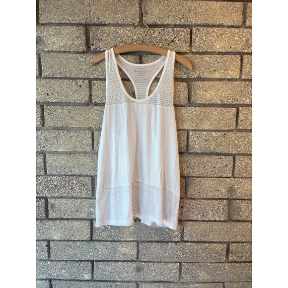 Beyond Yoga White Racerback Perforated Tank Top Womens Lightweight Breathable St - Picture 2 of 9